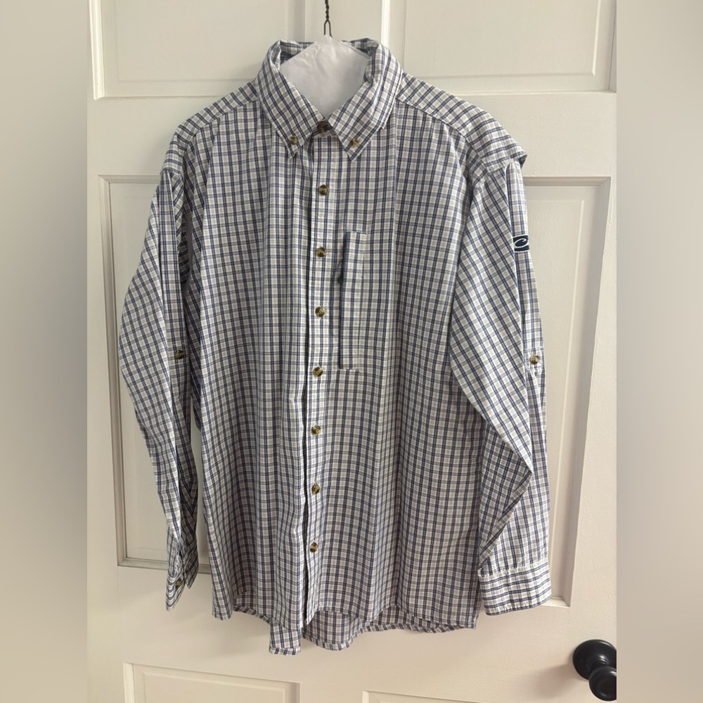 EUC Men’s Drake button down shirt with front zip pocket